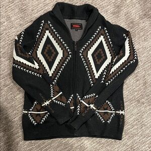 Rock & roll denim Geometric Patterned Men’s Zip-Up Sweater
